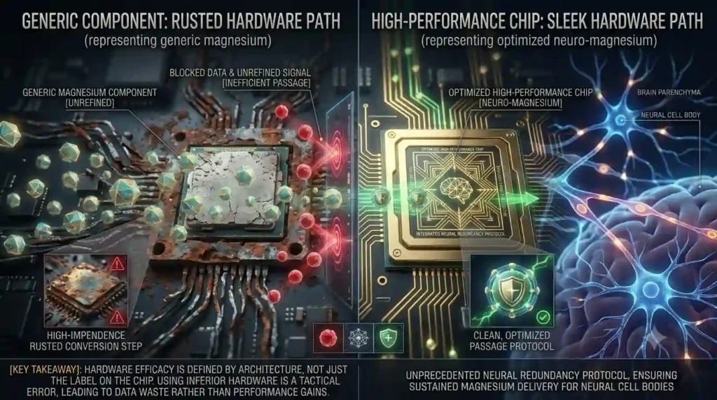 Hardware comparison: Optimized cognitive supplements vs. low-quality generic minerals.