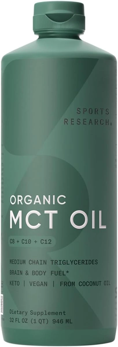 6 Sports Research Organic MCT Oil Keto Vegan MCTs C8 C10 C12 from Coconuts