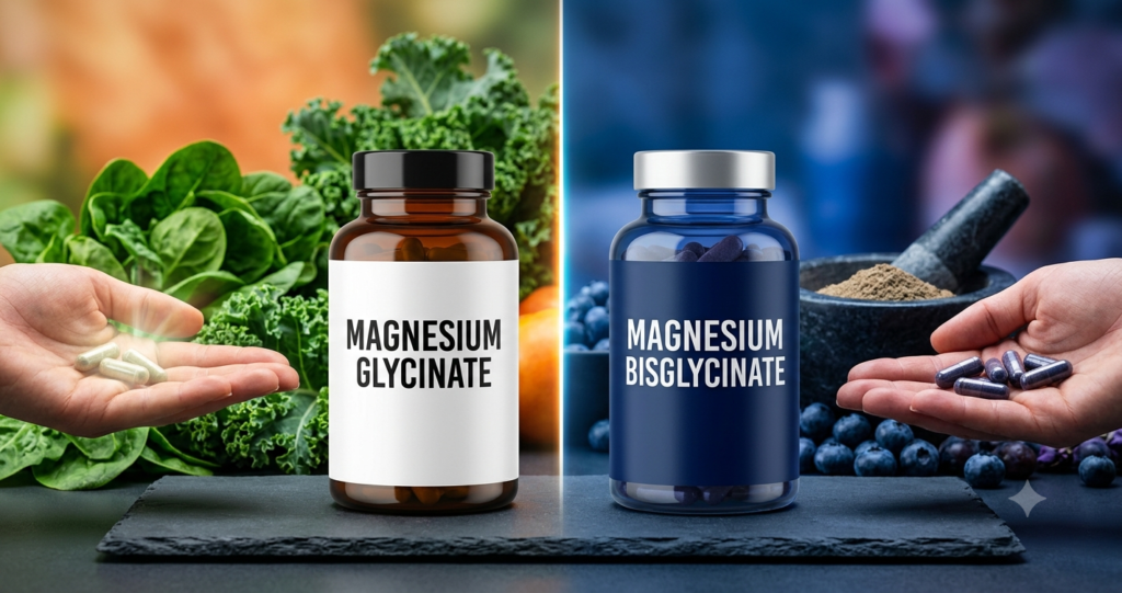 representation of the definitive difference between magnesium glycinate and bisglycinate