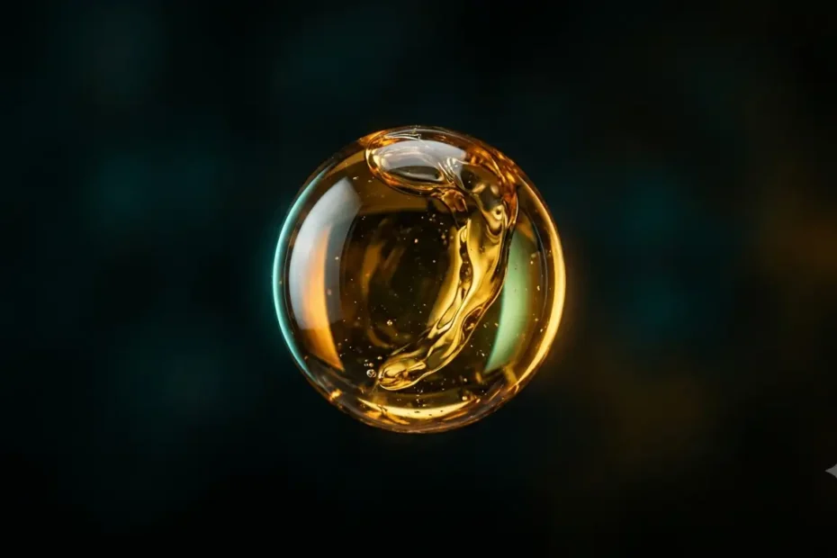 Super EPA Thorne Review. a high-purity golden omega-3 oil droplet suspended in mid-air