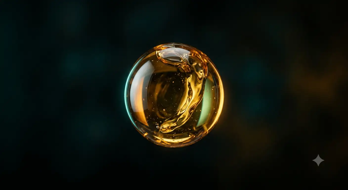 Super EPA Thorne Review. a high-purity golden omega-3 oil droplet suspended in mid-air